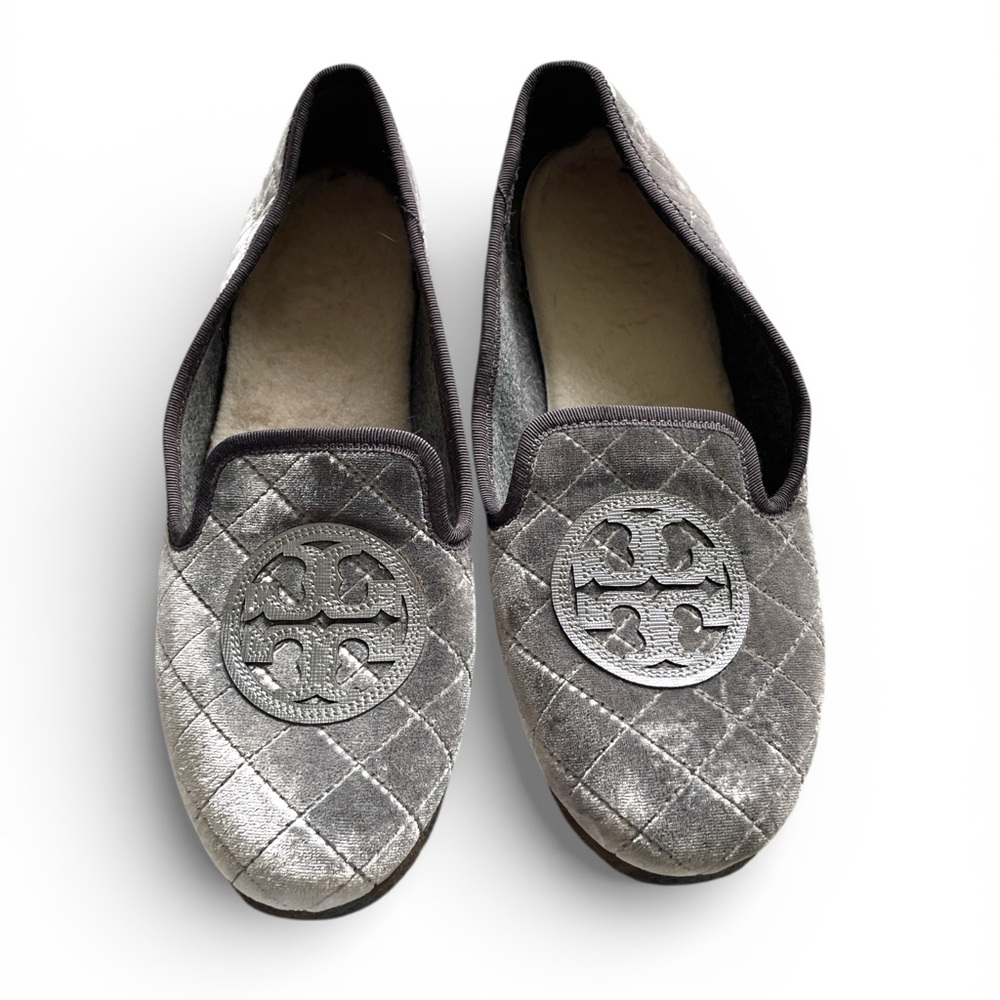 Tory Burch Silver Quilted Women's Slippers